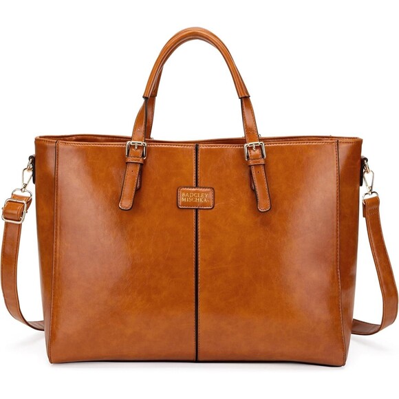 Badgley Mischka Vegan Leather Tote Weekender Travel Bag with Crossbody Strap